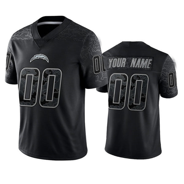custom Los Angeles Chargers Active Player Black Reflective Limited Stitched Football jersey American Jerseys