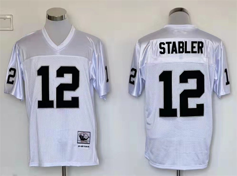 Men's Oakland Raiders Ken Stabler White Legacy Replica Jersey1