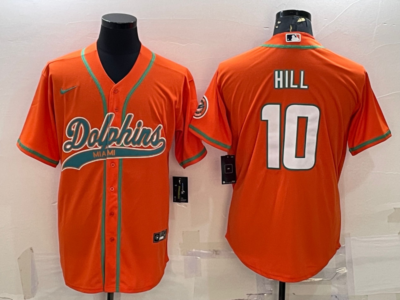 Men's Miami Dolphins Tyreek Hill #10 Orange Game jersey Joint Edition