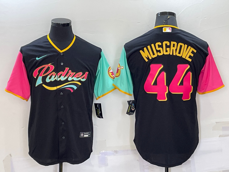 Men's San Diego Padres Joe Musgrove #44 Black Stitched Jersey1