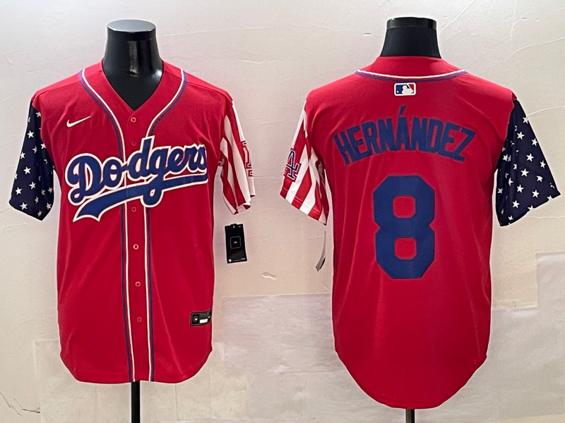 Men's Los Angeles Dodgers Enrique Hernandez #8 Red Replica Player jersey