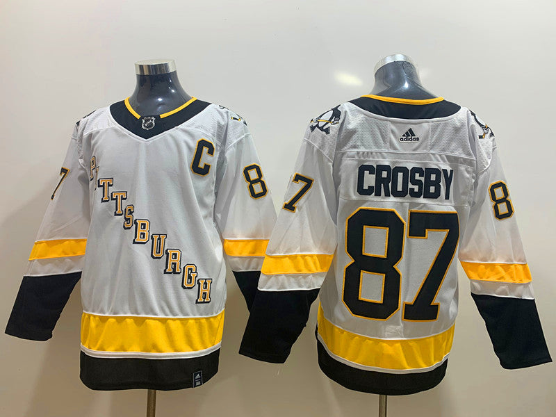 Men's Pittsburgh Penguins sidney crosby #87 White Replica Player jersey