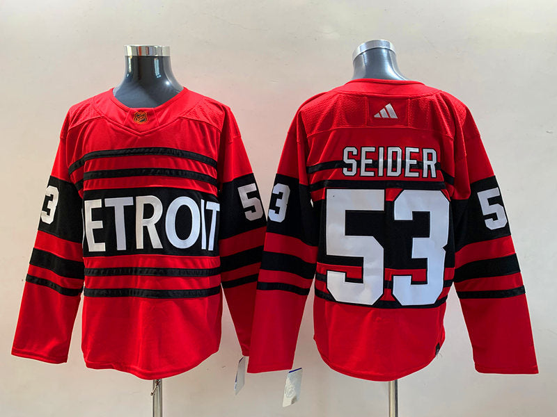 Men's Detroit Red Wings Moritz Seider #53 Red Breakaway Player jersey