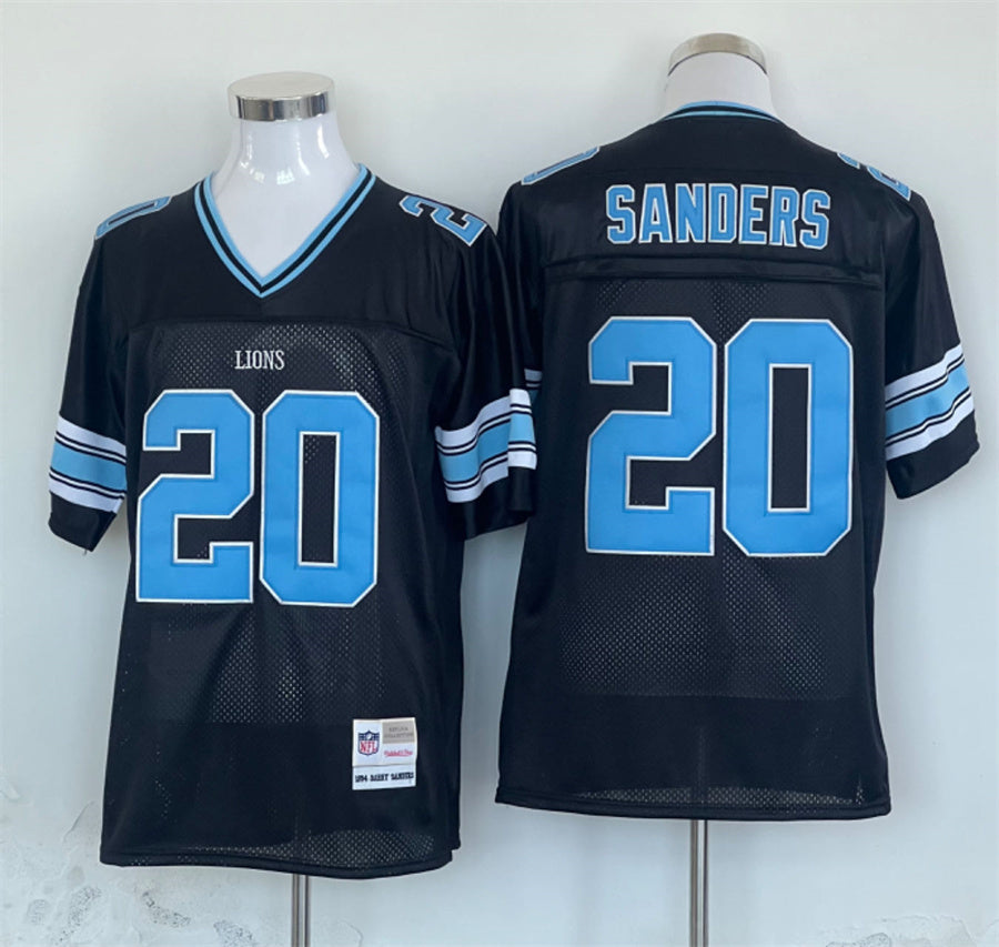 Men's Detroit Lions Barry Sanders Black Legacy Replica Jersey1