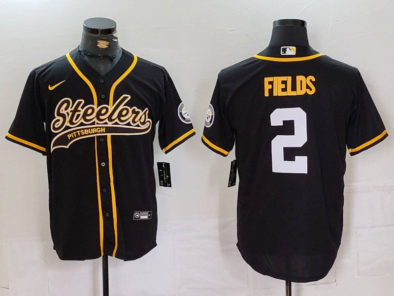 Men's Pittsburgh Steelers Justin Fields #2 Black Player Game Jersey1