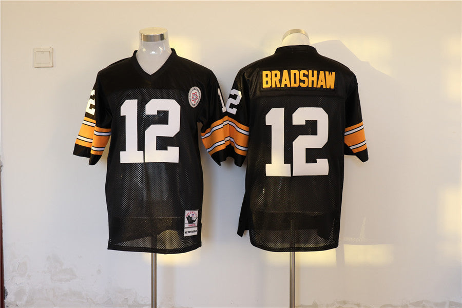 Men's Pittsburgh Steelers Terry Bradshaw Black Legacy Replica Jersey1