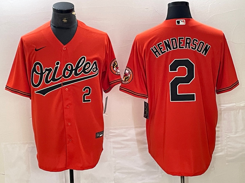 Men's Baltimore Orioles Gunnar Henderson #2 Orange Replica Player jersey