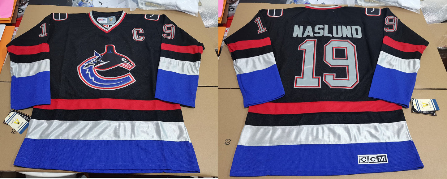 Men's Vancouver Canucks Markus Nslund #19 Black Game jersey