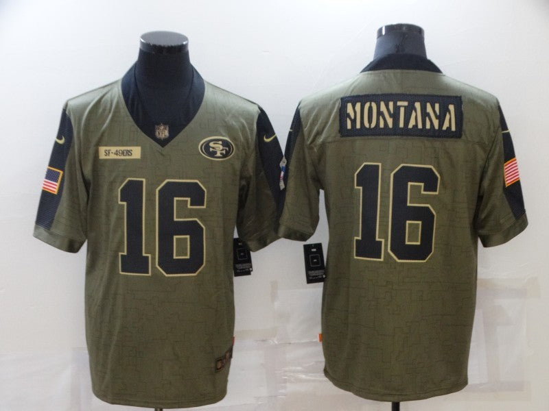 Men's San Francisco 49ers Joe Montana #16 Brown Player Game jersey
