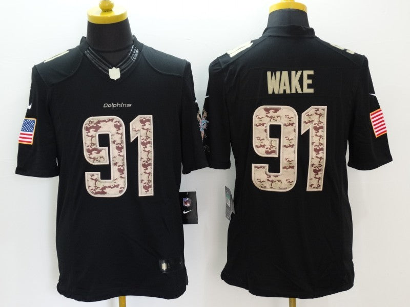 Men's Miami Dolphins Cameron Wake #91 Black Game Player jersey