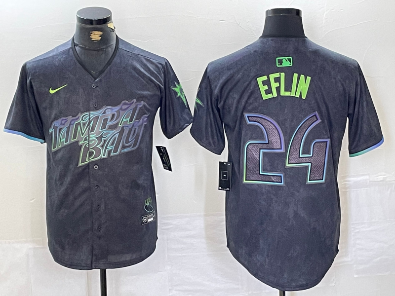 Men's Tampa Bay Rays Zach Eflin Charcoal 2024 City Connect Limited Player Jersey