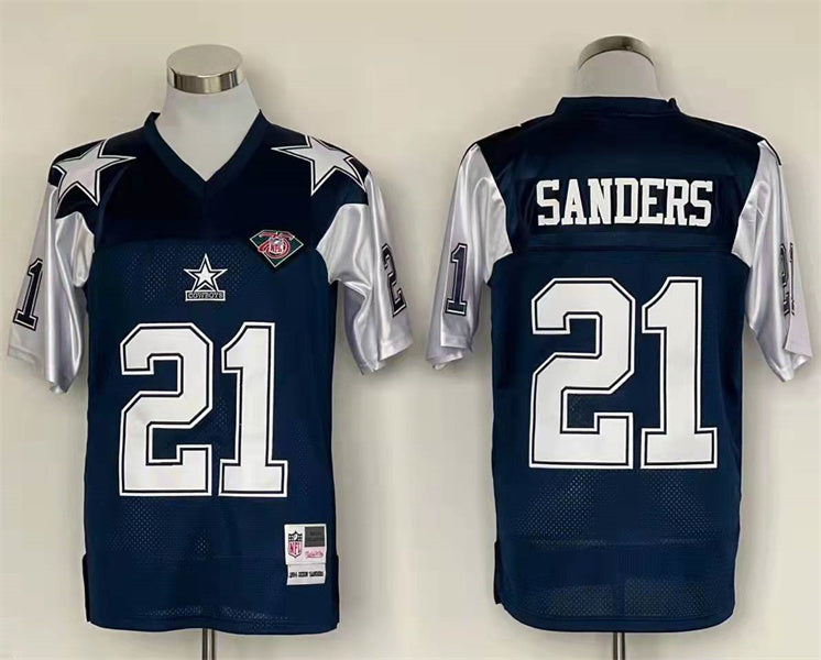Men's Dallas Cowboys Deion Sanders Navy Legacy Replica Jersey1
