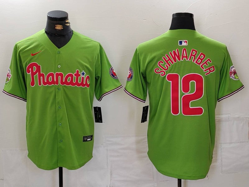 Men's Philadelphia Phillies Kyle Schwarber #12 Green Limited Player jersey