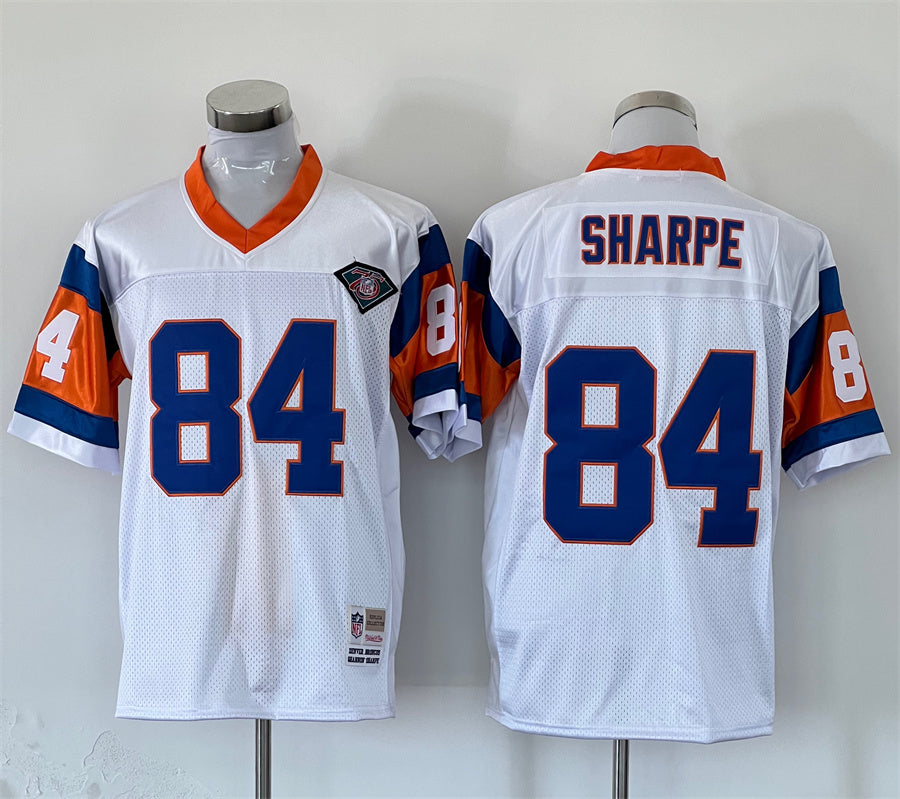 Men's Denver Broncos Shannon Sharpe White Legacy Replica Jersey1