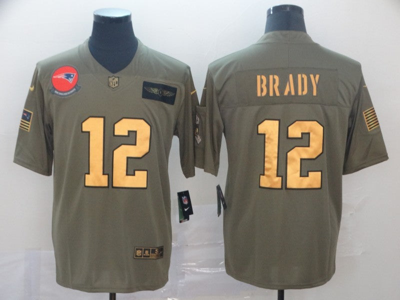 Men's New England Patriots Tom Brady #12 Brown Game Player jersey