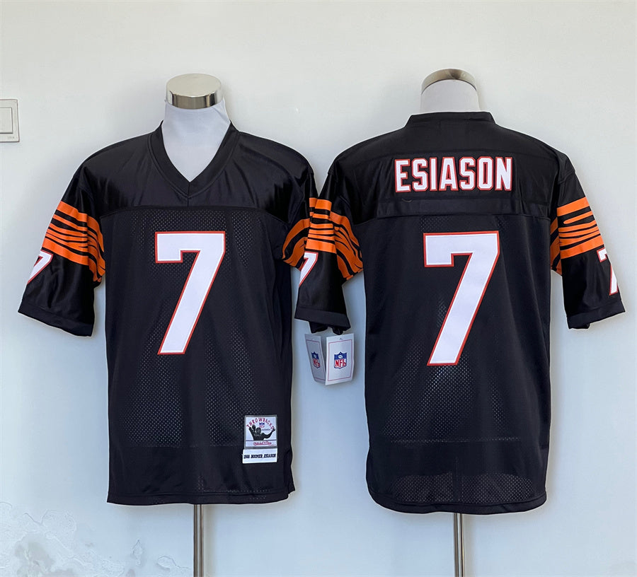 Men's Cincinnati Bengals Boomer Esiason Black Legacy Replica Jersey1