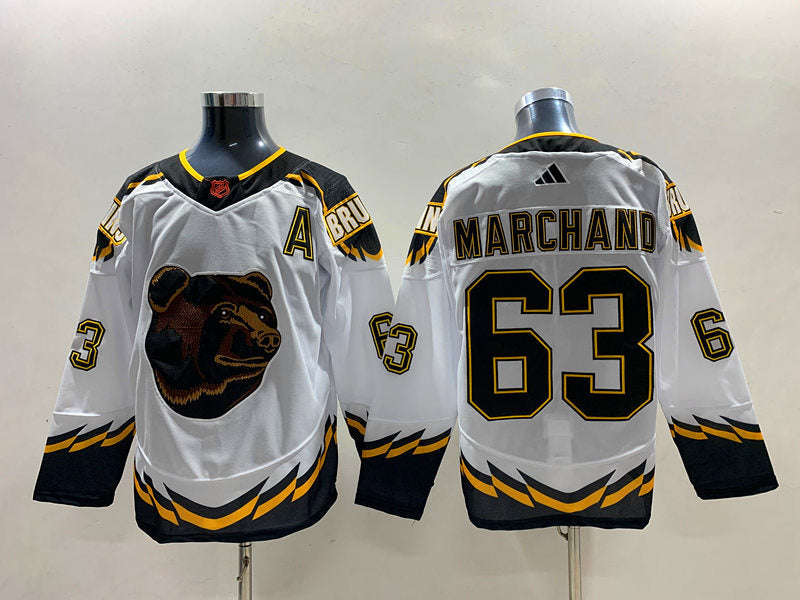 Men's Boston Bruins Brad Marchand #63 White Player Game jersey