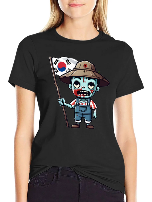 Zombie South Korea Flag Graphic T-Shirt