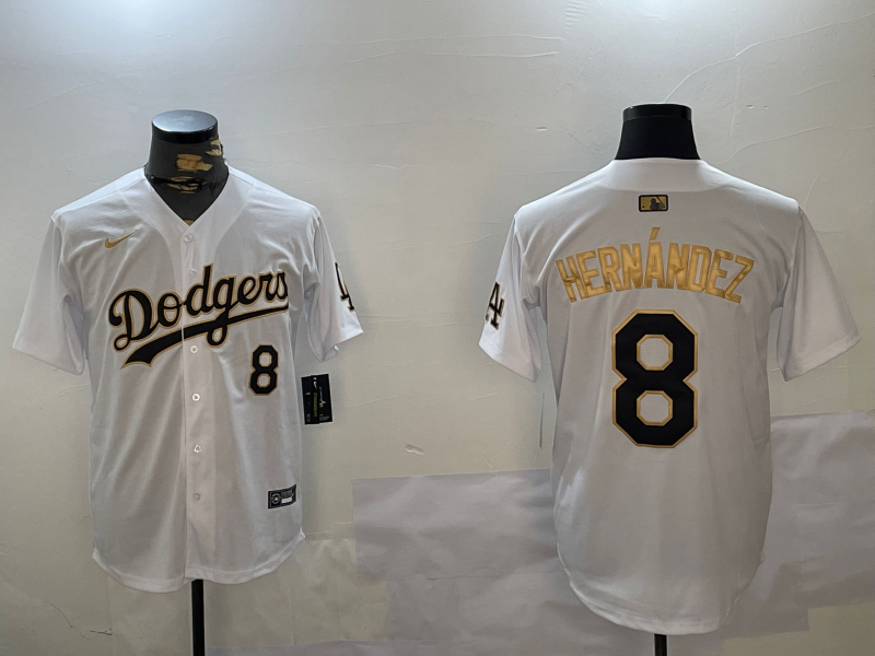Men's Los Angeles Dodgers Enrique Hernandez #8 White Game jersey