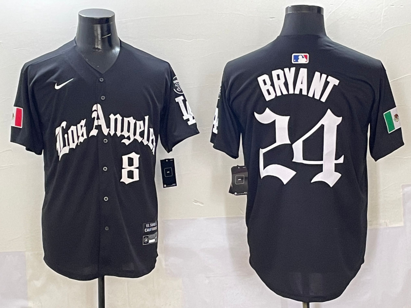 Men's Los Angeles Dodgers Kobe Bryant #8-24 Black Player Game Jersey