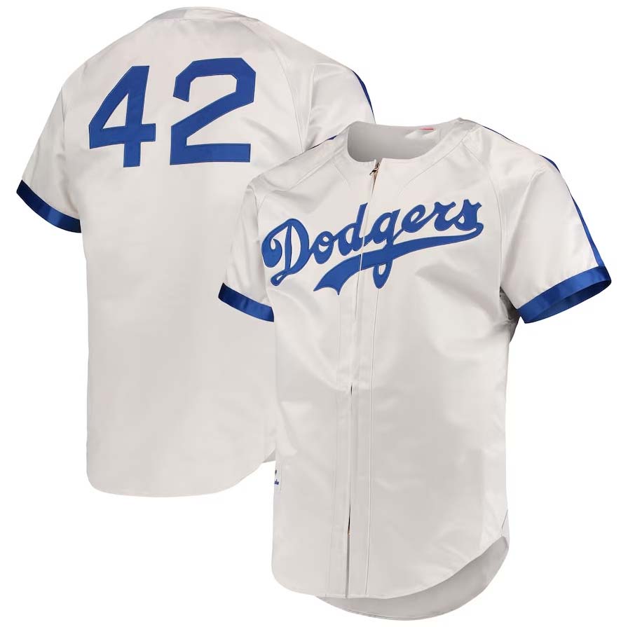 Brooklyn Dodgers #42 Jackie Robinson Cooperstown Collection Authentic Jersey - Gray Stitched Baseball Jersey
