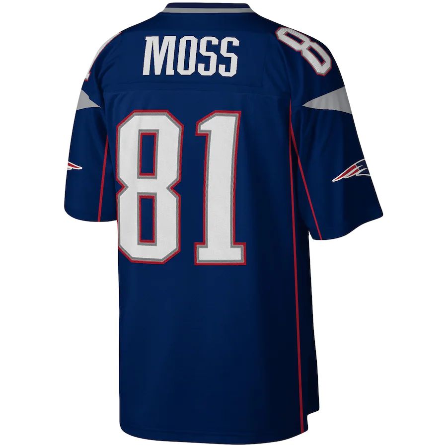 NE.Patriots #81 Randy Moss Navy Legacy Replica Jersey Stitched American Football Jerseys