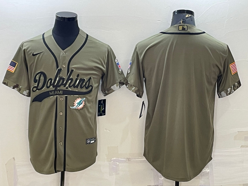 Men's Miami Dolphins Olive 2022 Salute To Service Limited Blank jersey