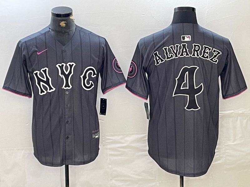 Men's New York Mets Francisco Alvarez #4 Graphite 2024 City Connect Limited Player jersey