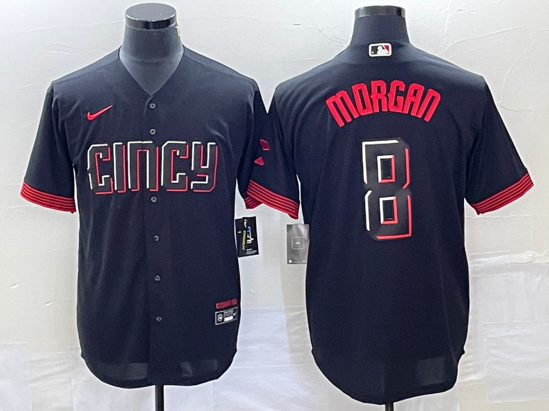 Men's Cincinnati Reds Joe Morgan #8 Black 2023 City Connect Replica Player jersey