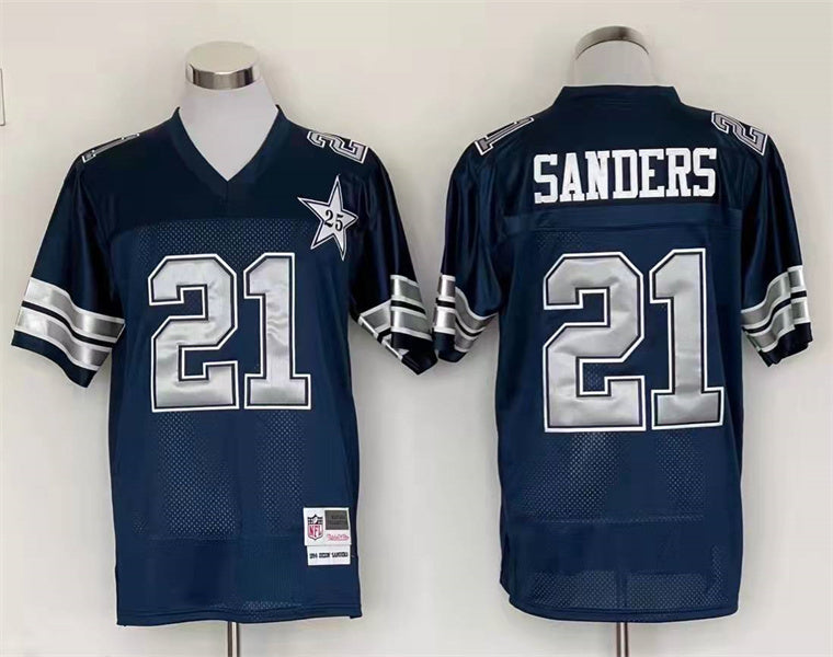 Men's Dallas Cowboys Deion Sanders Navy Legacy Replica Player jersey