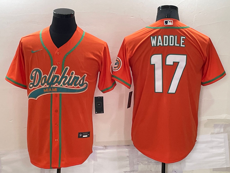Men's Miami Dolphins Jaylen Waddle #17 Orange Game jersey Joint Edition