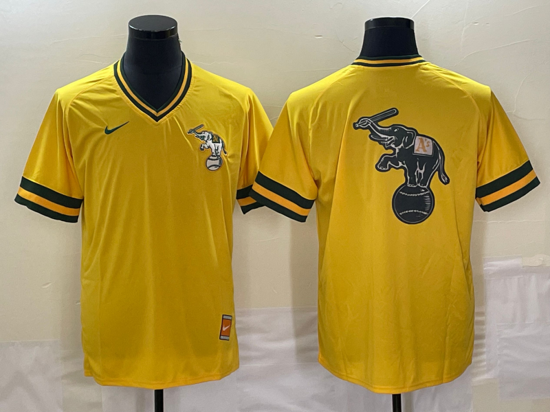 Men's Oakland Athletics Gold Blank Cooperstown Collection Mesh Batting Game jersey