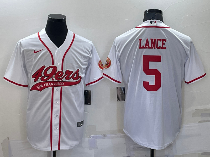 Men's San Francisco 49ers Trey Lance #5 White Game jersey Joint Edition