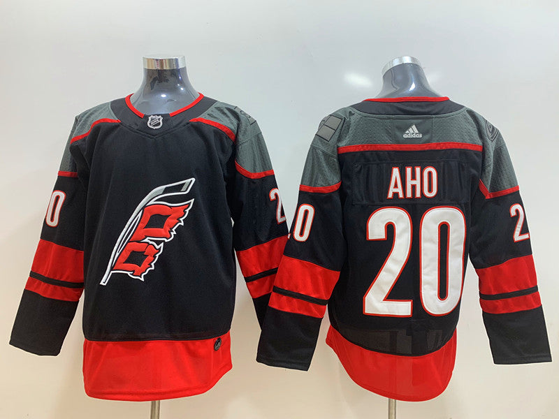 Men's Carolina Hurricanes Sebastian Aho #20 Black Home Breakaway Player jersey