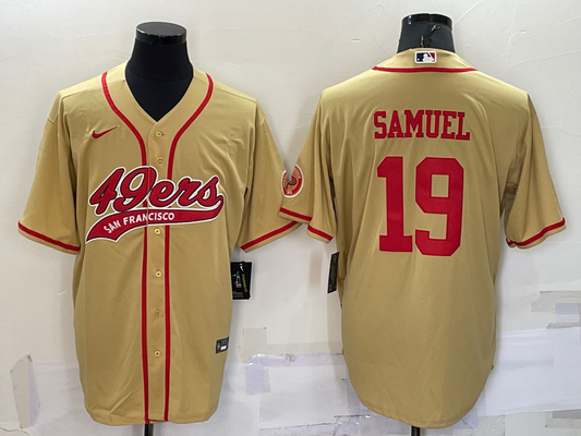 Men's San Francisco 49ers Deebo Samuel #19 Gold Game jersey Joint Edition
