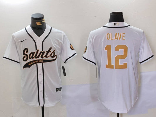 Men's New Orleans Saints Chris Olave #12 White Player jersey