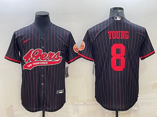 Men's San Francisco 49ers Steve Young #8 Black Player jersey Joint Edition