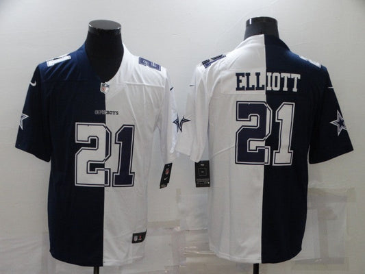 Men's Dallas Cowboys Ezekiel Elliott #21 Navy/White Game Jersey1