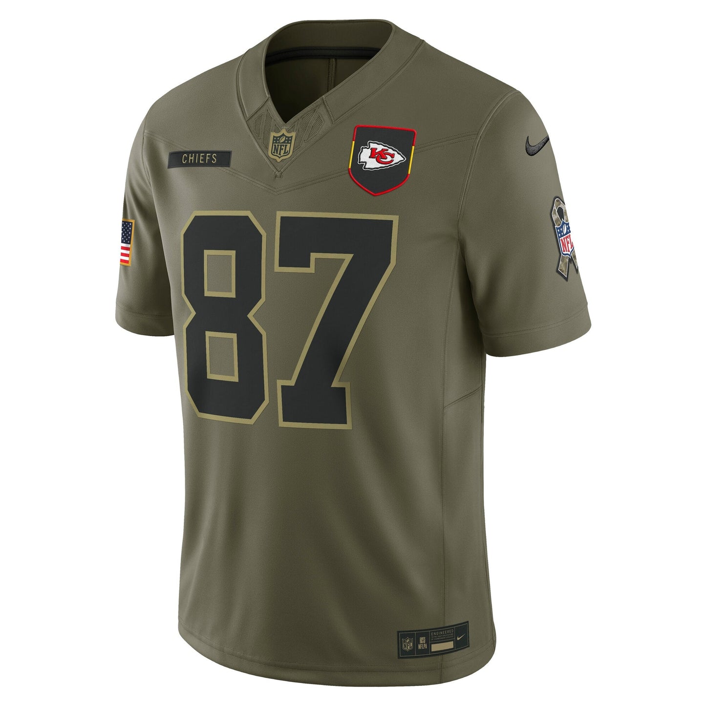 Kansas City Chiefs Travis Kelce Olive 2025 Salute to Service Limited Jersey