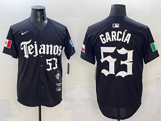 Men's Texas Rangers Adolis Garcia #53 Black Player Jersey
