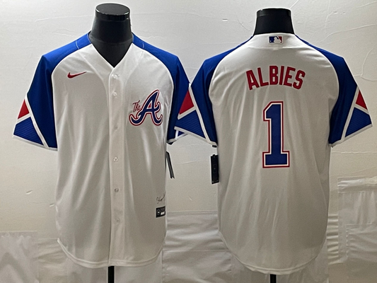 Men's Atlanta Braves Ozzie Albies Nike White 2023 City Connect Replica Player jersey