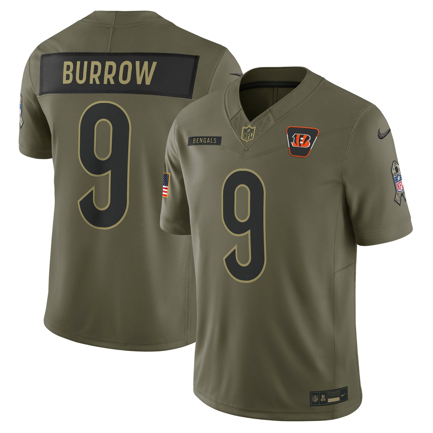 Cincinnati Bengals Joe Burrow Olive 2025 Salute to Service Limited Jersey