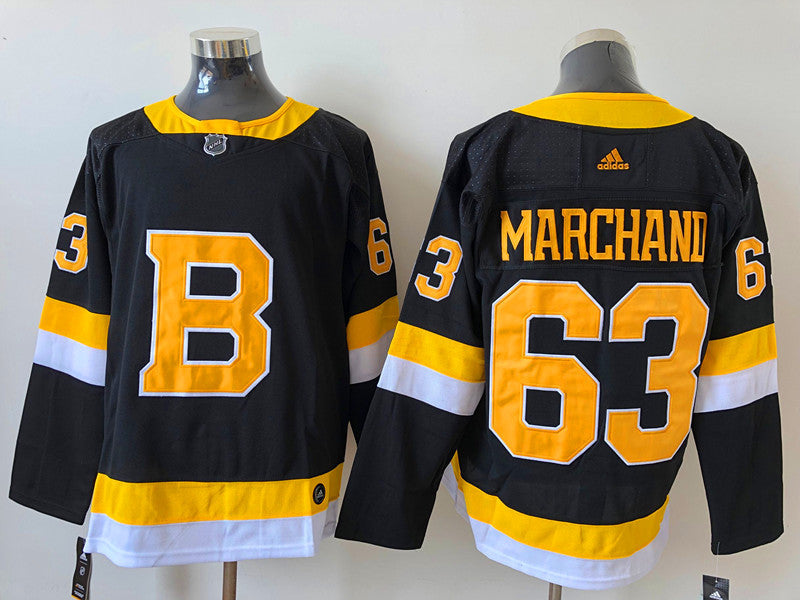 Men's Boston Bruins Brad Marchand #63 Black Replica Game jersey