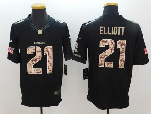 Men's Dallas Cowboys Ezekiel Elliott #21 Black Game Team Jersey1