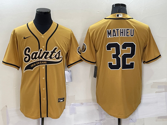 Men's New Orleans Saints Tyrann Mathieu #32 Yellow Game jersey Joint Edition