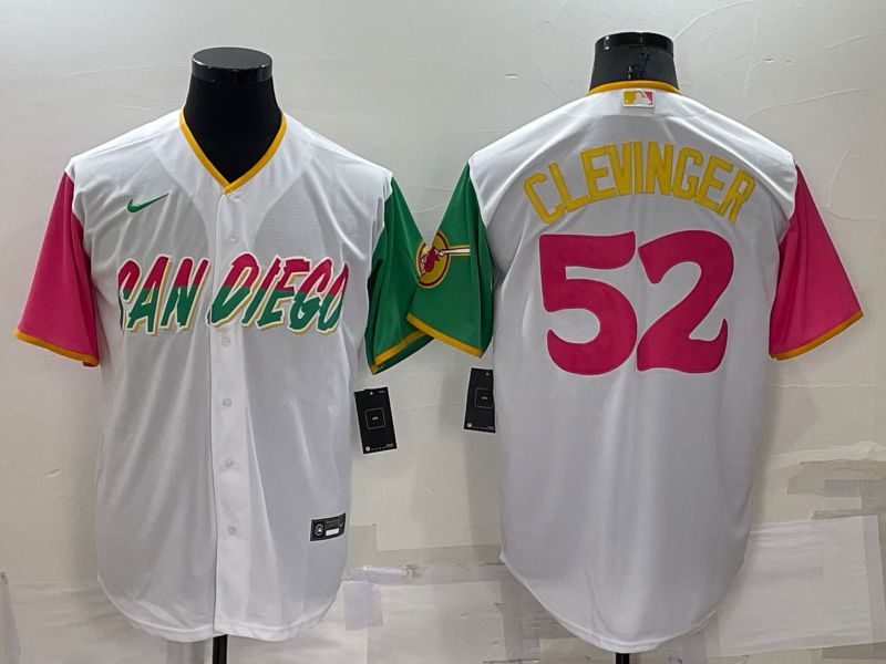 Men's San Diego Padres Mike Clevinger #52 White Stitched jersey