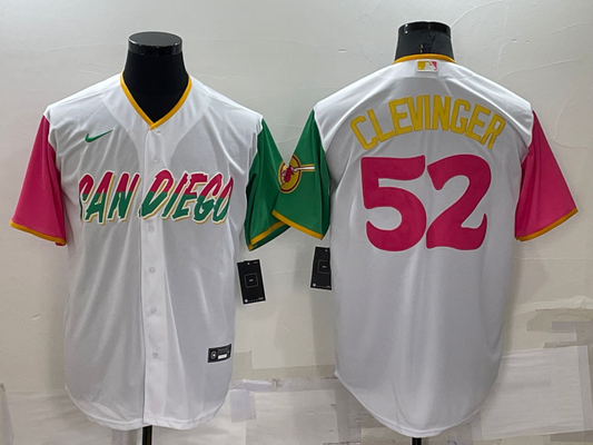 Men's San Diego Padres Mike Clevinger #52 White Stitched jersey