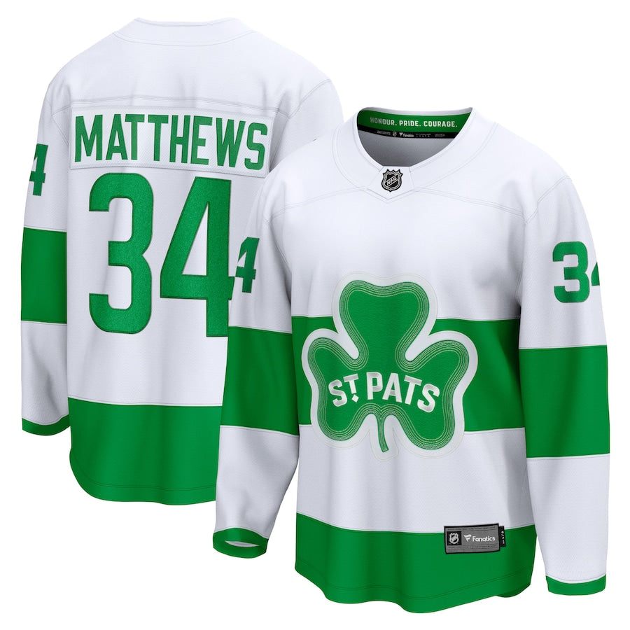 Auston Matthews Toronto Maple Leafs  St. Patricks Alternate Premier Breakaway  Jersey - White
