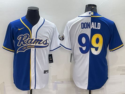 Men's Los Angeles Rams Aaron Donald #99 Blue/White Game jersey Joint Edition