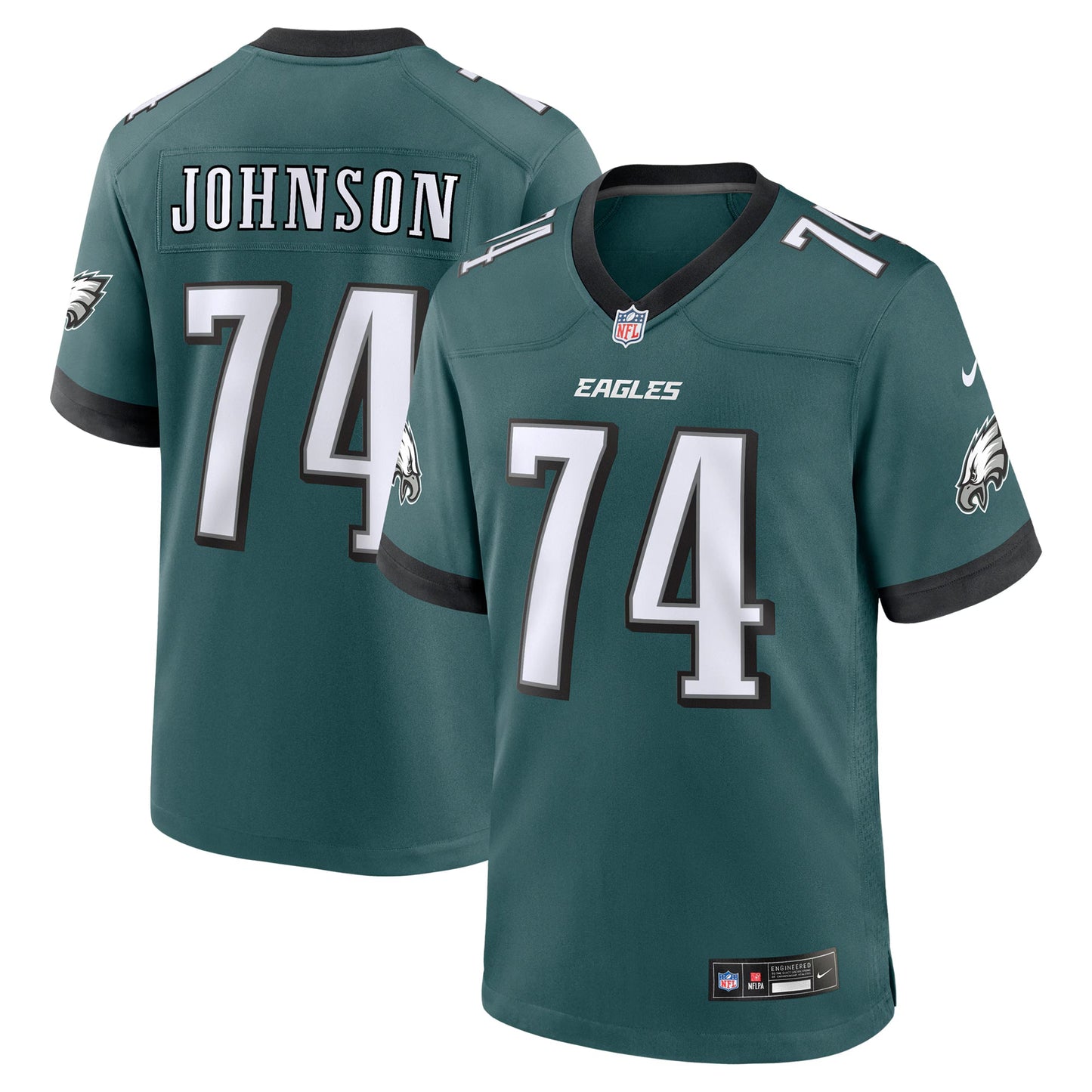 Philadelphia Eagles Fred Johnson Midnight Green Team Game Jersey